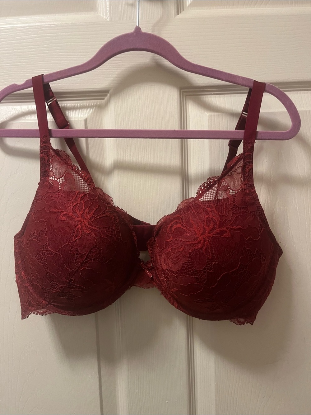 Auden Burgandy Push Up Padded Plunge Coverage Underwire Bra Size 42C Comfort